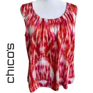 Chico's Red and Pink Sleeveless Blouse